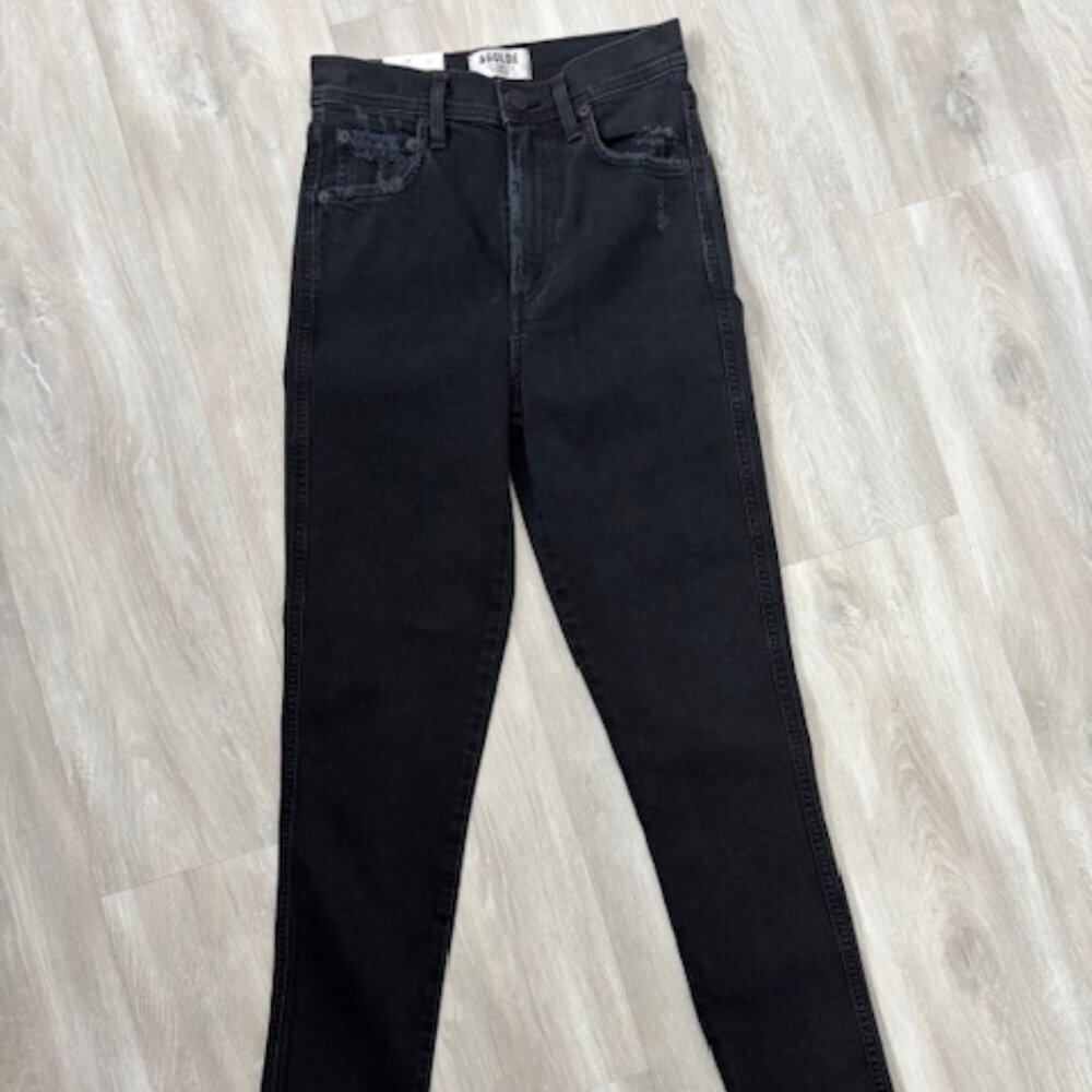 Agolde Feel Good Super High Rise Distressed Skinny Jeans | Size 24 | Black NWT
